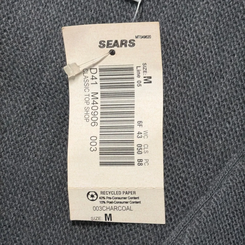 Arrow Tournament Cardigan Mens Medium Charcoal Gray Vintage Sears‎ NWT Acrylic